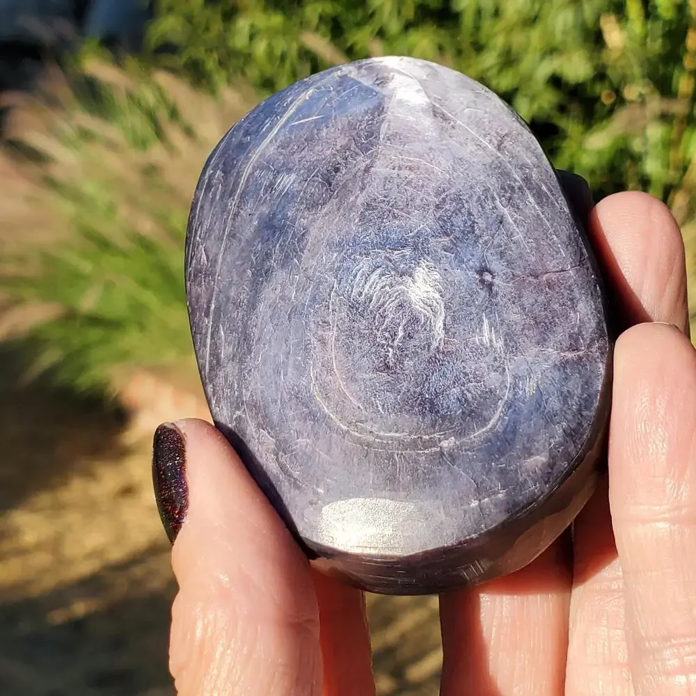 Brazilian Purple Mica Double Side Flash Crystal Palmstone Freeform 132 Grams